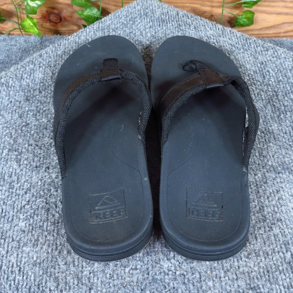 Reef Cushion Phantom 2.0 Mens Flip Flop Sandals Size 7 Beach Pool Black Leather
